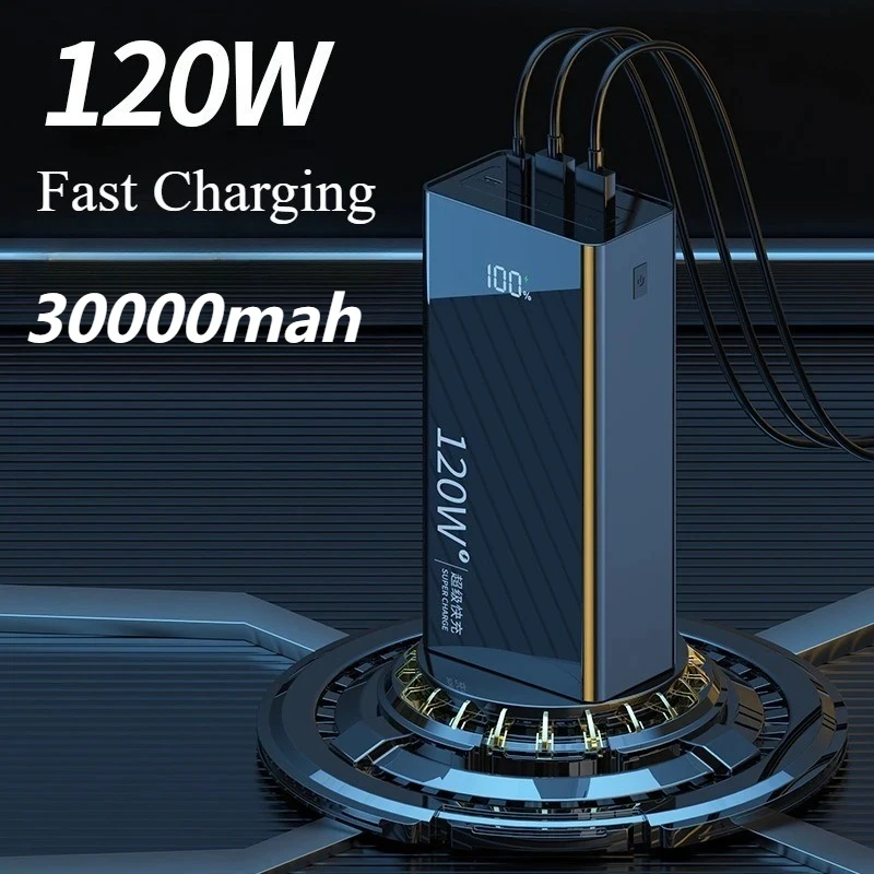 

New 120W High Capacity Power Bank 30000mAh Fast Charging Powerbank Portable Battery Charger for IPhone Samsung Huawei 2025