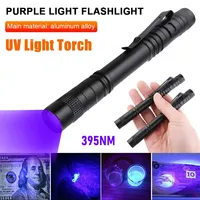 Mini Portable UV Flashligh Ultraviolet Black Light with Pen Clip Pocket Torch Waterproof Camping Lantern Pet Urine Bugs Lantern