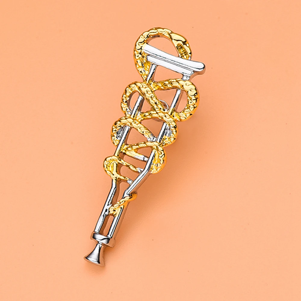 Catuni Medical Rehabilitation Rehab Snake Crutch Pin Design Brooch Lapel Lanyard Badge Jewelry for Doctor Nurse Internship