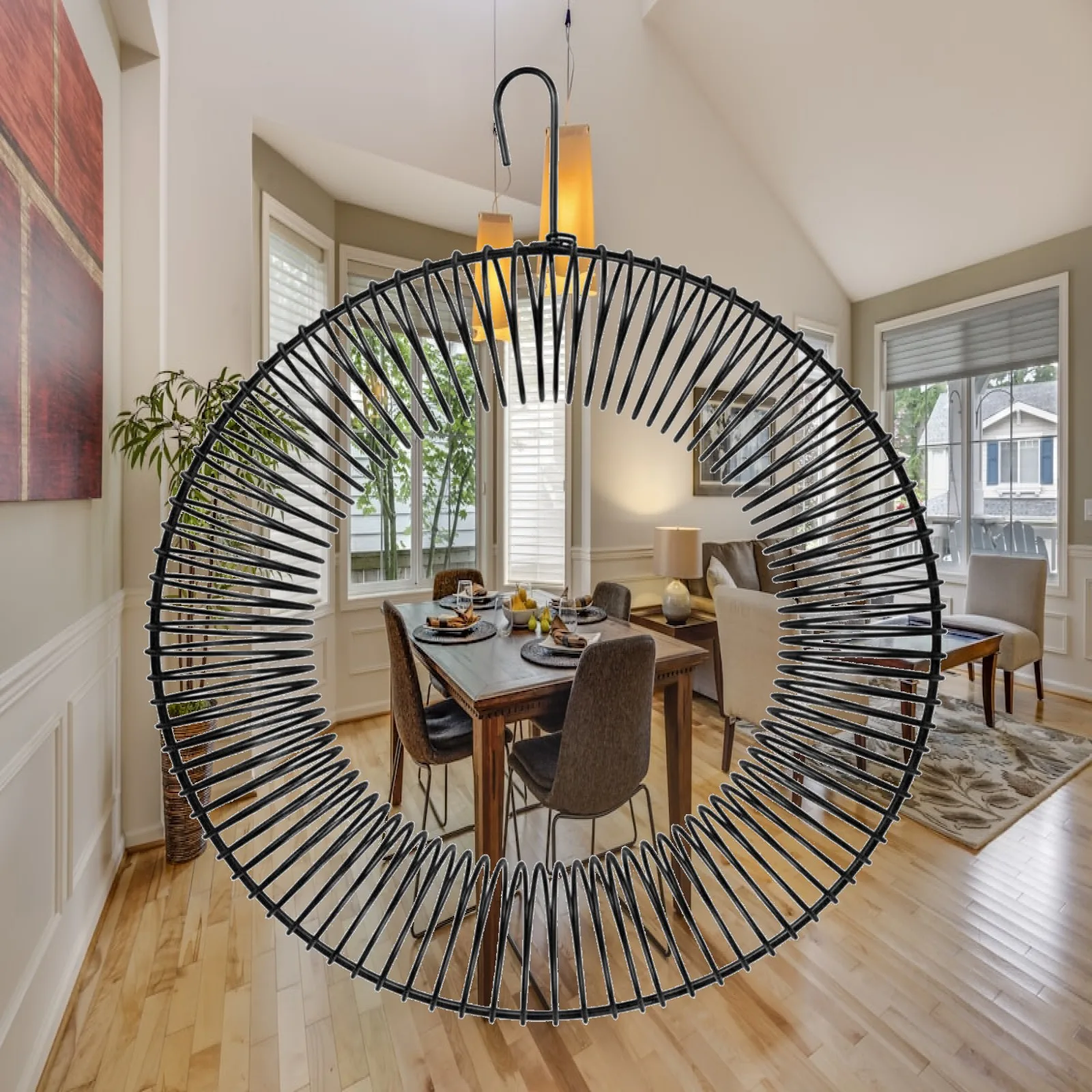 Bird Feeder Garland Easy Fill Carbon Steel Spiral Hanging Outdoor Cage Feeder for Birds and Squirrel Gardens