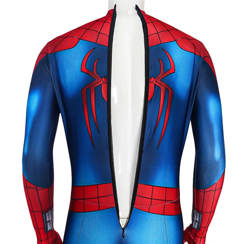 Red Blue Monster Spider Web Print Full Body Zentai Suit 3D Print Cosplay Costume Halloween Bodysuit for Adult Men - view 5