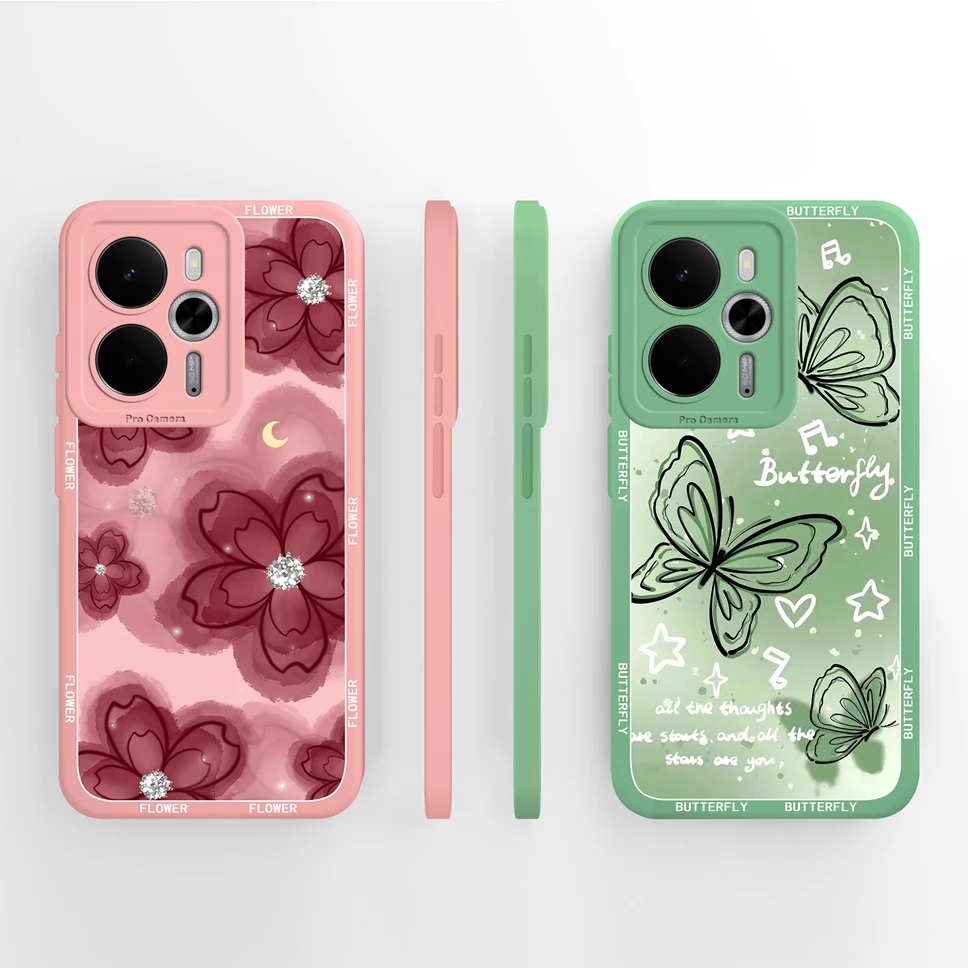 Funda para Realme 14 T 5G diseño de mariposa carcasa de teléfono protección de cámara Funda trasera de silicona líquida suave para Realme14T Funda Capa