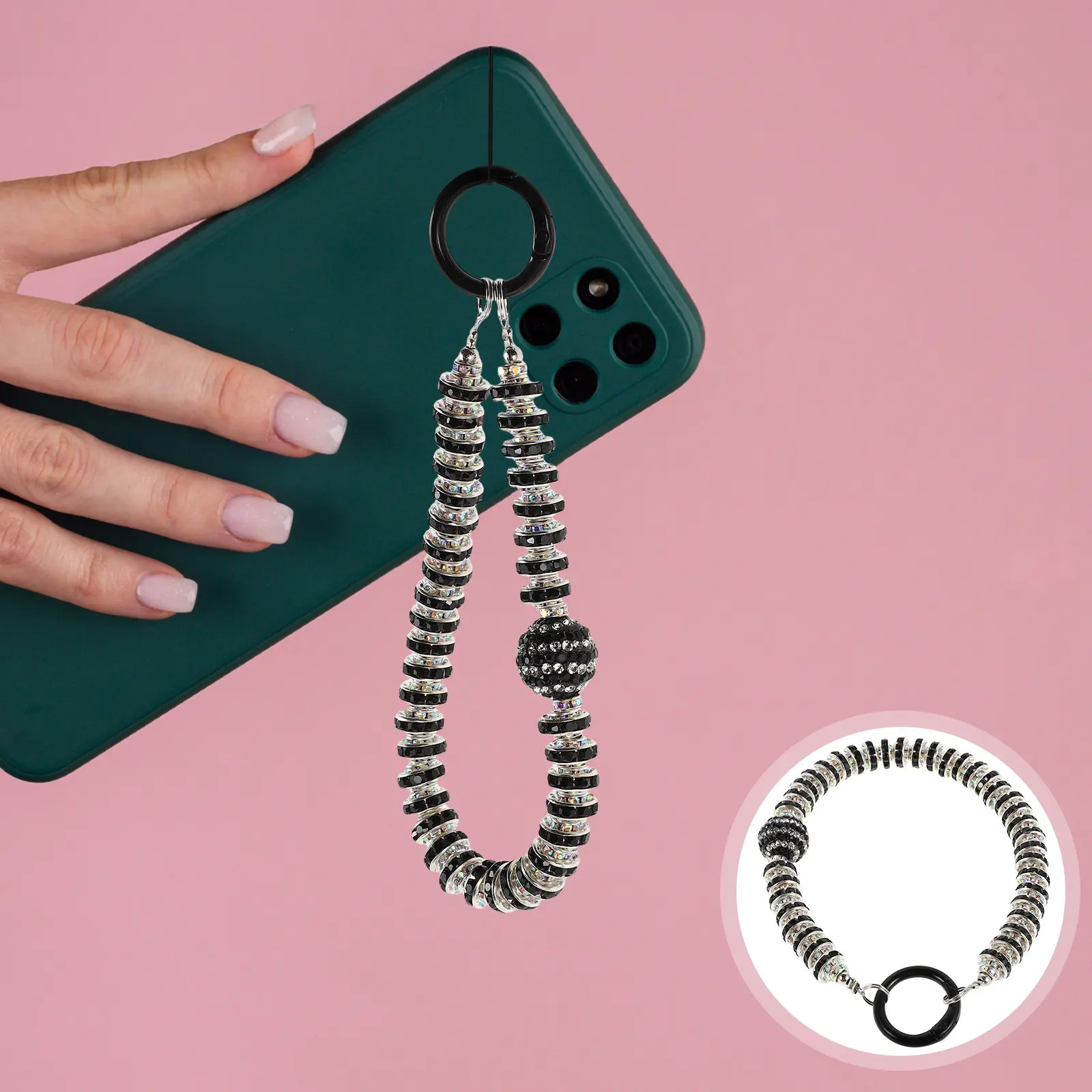 

Beaded Phone Charm Chain Wrist Strap Rhinestone Cellphone Lanyard Cute Mobile Pendant Phone Accessories Women Cellphone Lanyard