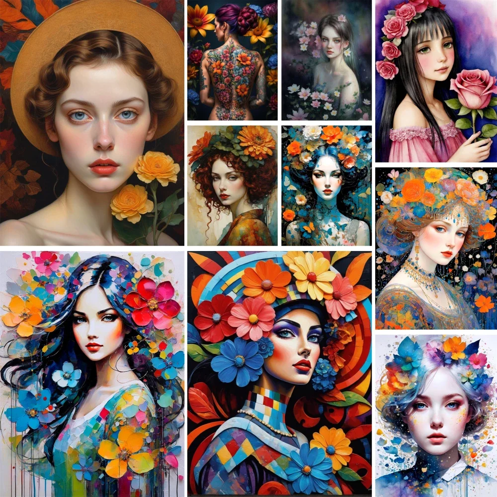 

Портрет девушки цветы картина по номерам масляная краска наборы для рисования для взрослых украшение дома детский подарок Бесплатная доставка HO