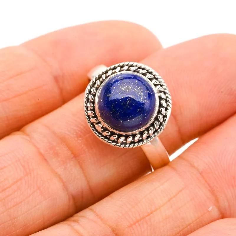 

StarGems® Natural Lapis Lazuli Handmade 925 Sterling Silver Ring 10 F0028