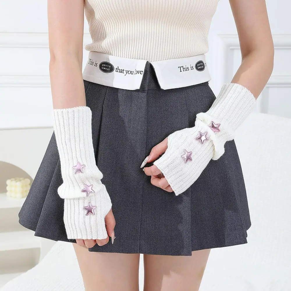 Sarung Tangan Goth Y2k Sarung Tangan Tanpa Jari Wanita Musim Dingin Hangat Lengan Rajutan Penghangat Lengan Sarung Tangan Halus Kasual Lembut Punk Sarung Tangan Gotik