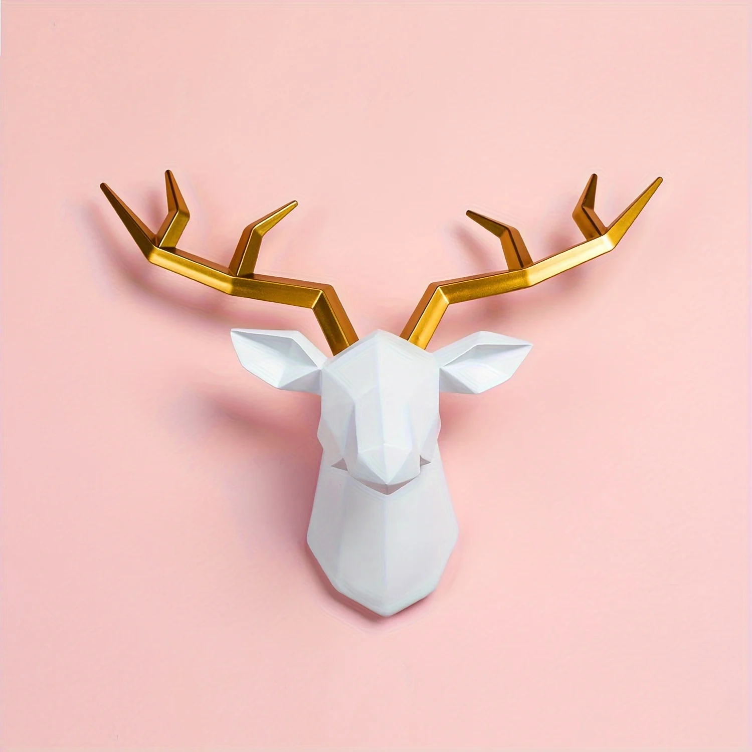 Deer Head Sculpture Animal Statue Figurines Wall Hanging Creative Elk Art Antlers Statuette For Office Decoration Wall Mount