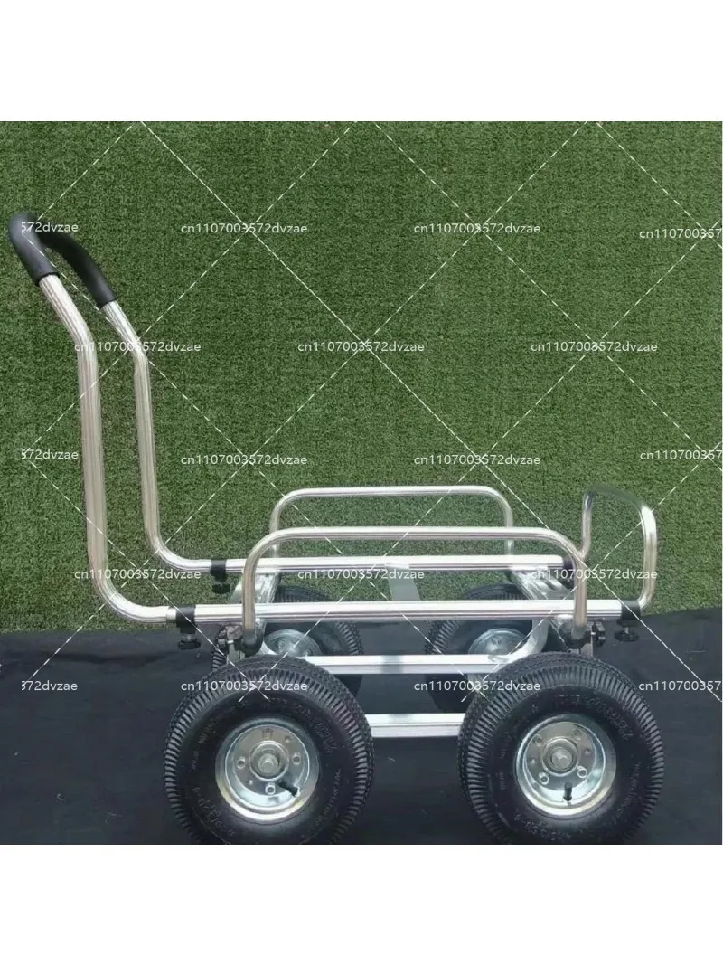 Aluminum 4-Wheel Silent Flat Trolley with Frame, Heavy Duty Pulling Cart for Warehouse and Home Use