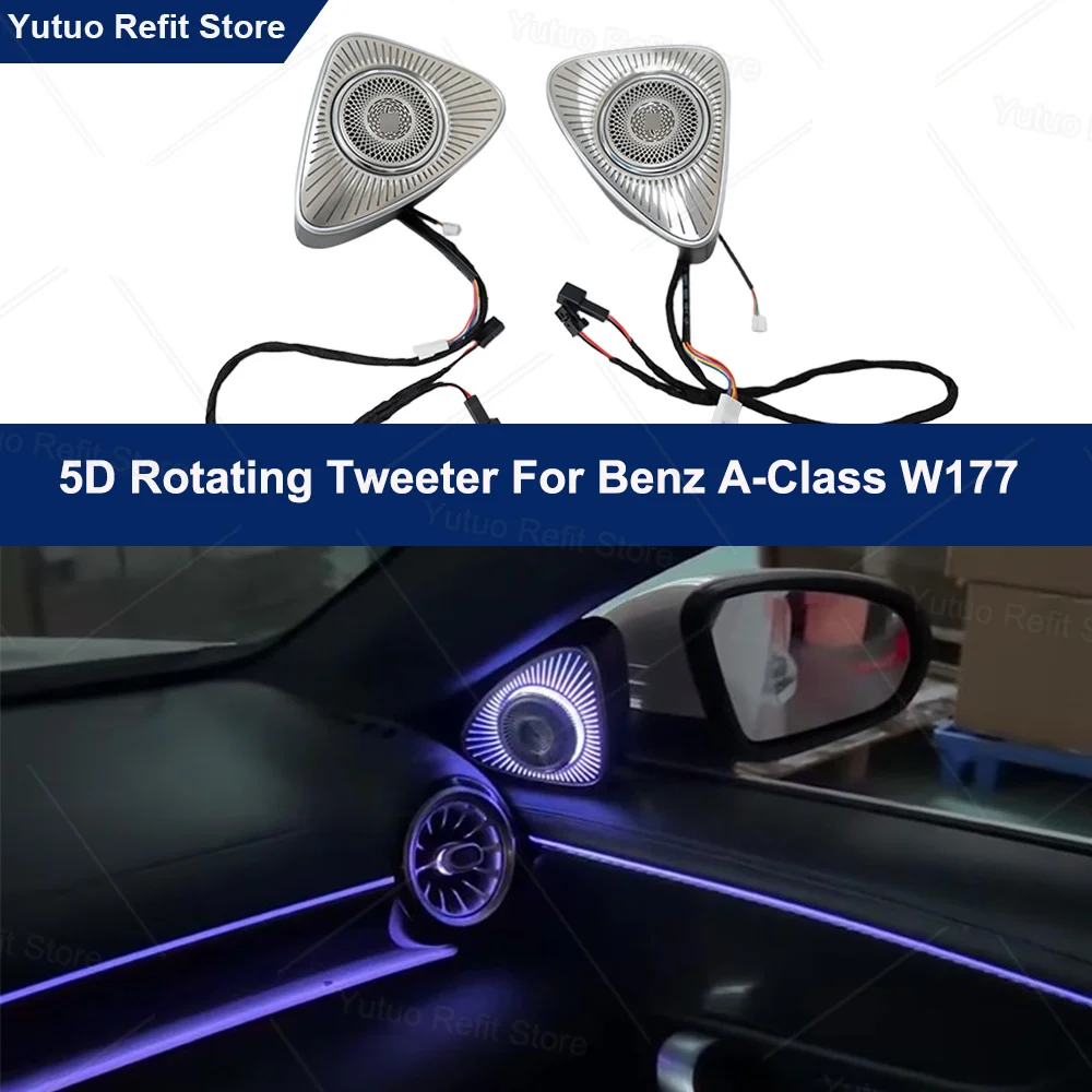 5D Rotating Tweeter For Mercedes Benz A-class W177 Ambient Light RGB LED Luminous Car Speaker Horn Refit
