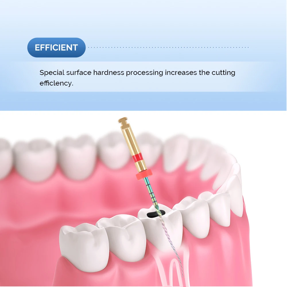 6 sztuk/pudło dentystycznych obrotowych pilników tęczowych M3 akcesoria do aktywacji termicznej endodontyczne do plików kanałowych czyszczących do