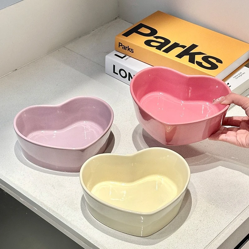 Creative Minimalist Love Cream Macaron Bowls Home Dessert Salad Bowl Cute Ceramic Rice Bowl Dessert Underglaze Color Rice Bowls