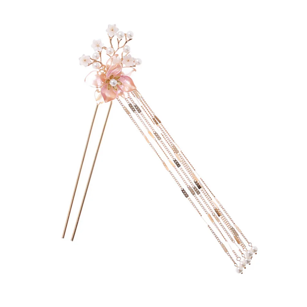 1 szt. Retro spinka do włosów z kwiatem, metalowa, z frędzlami, w stylu vintage, chińska ozdoba na głowę, precyzyjne wykonanie, gładkie krawędzie, do noszenia na co dzień.