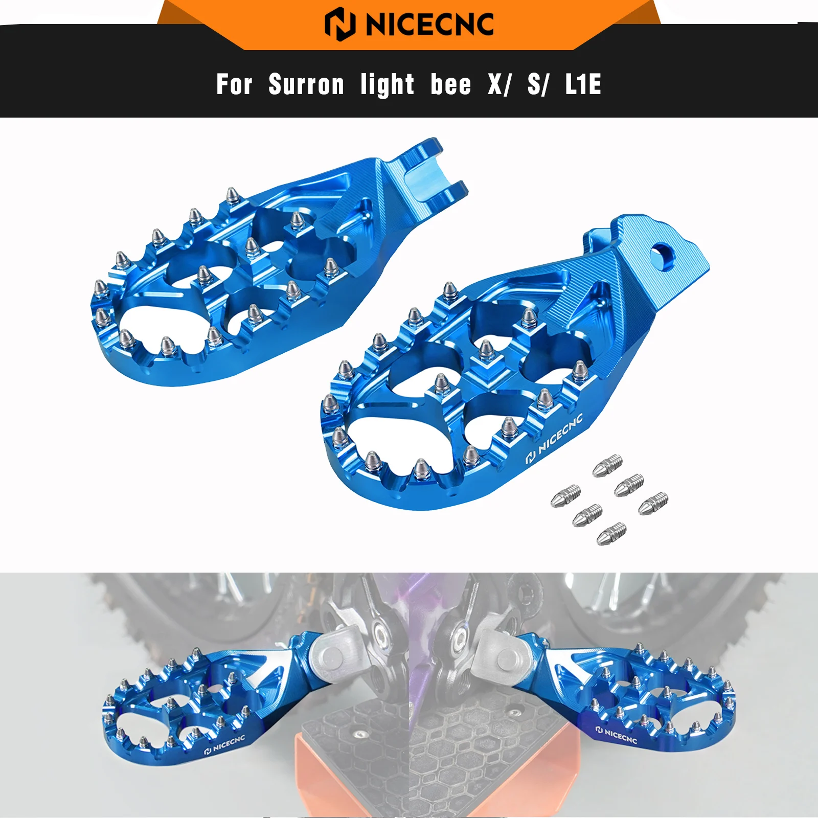 

NICECNC Enlarged Foot Pegs Footrest For Surron light bee X light bee S light bee L1E Segway X160 Segway X260 Sur-ron Bike Parts