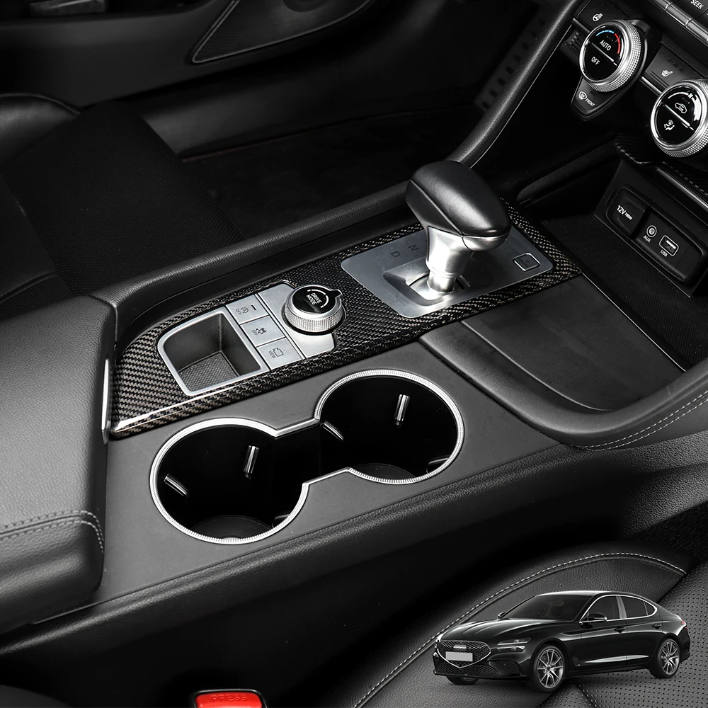 

Для Genesis G70 2019-2026 левый руль украшения автомобиля аксессуары из настоящего углеродного волокна сменные наклейки на центральную консоль