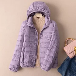Women Autumn Down Jacket 2025 New Arrivals 90% White Duck Down Ultra Light Fashion Hooded Keep Warm Puffer Jacket Women