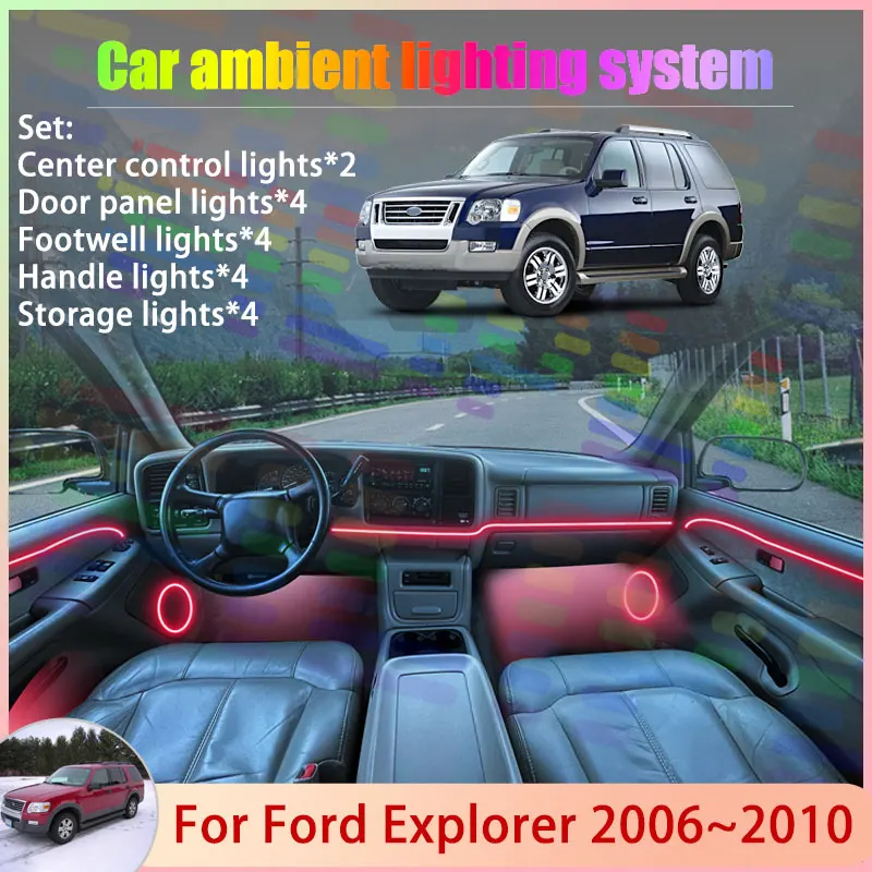 

Для Ford Explorer U251 MK4 2006 ~ 2010 2007 2008 2/18 в 1 автомобильная атмосферная лампа RGB абажур ансамбль стример атмосферный набор