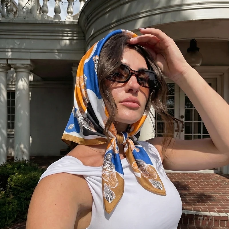 

Luxury Scarf Windproof Turban Hijab Female Square Fashion Headscarf Shawl Bandana Neckerchief Handkerchief Print Wraps Headband