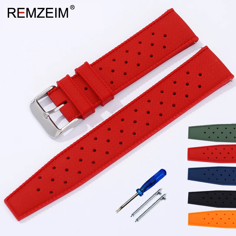 New Breathable Rubber Strap Quick Release Watch Band 18mm 20mm 22mm Replacement Bracelet Silicone Smart Watchbands