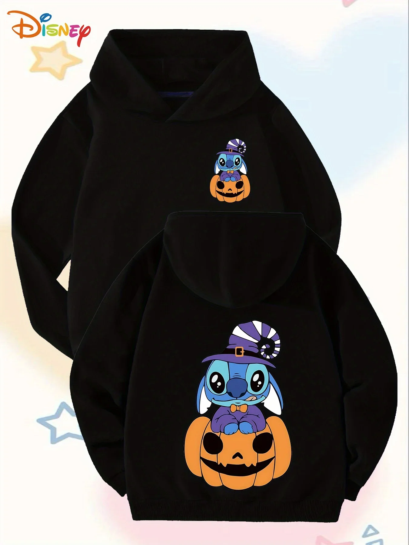 

Girls Boys Hoodies Halloween Sweatshirts Autumn and Winter Disney Stitch Long Sleeve Pullover Girls Children's Clothing Gift