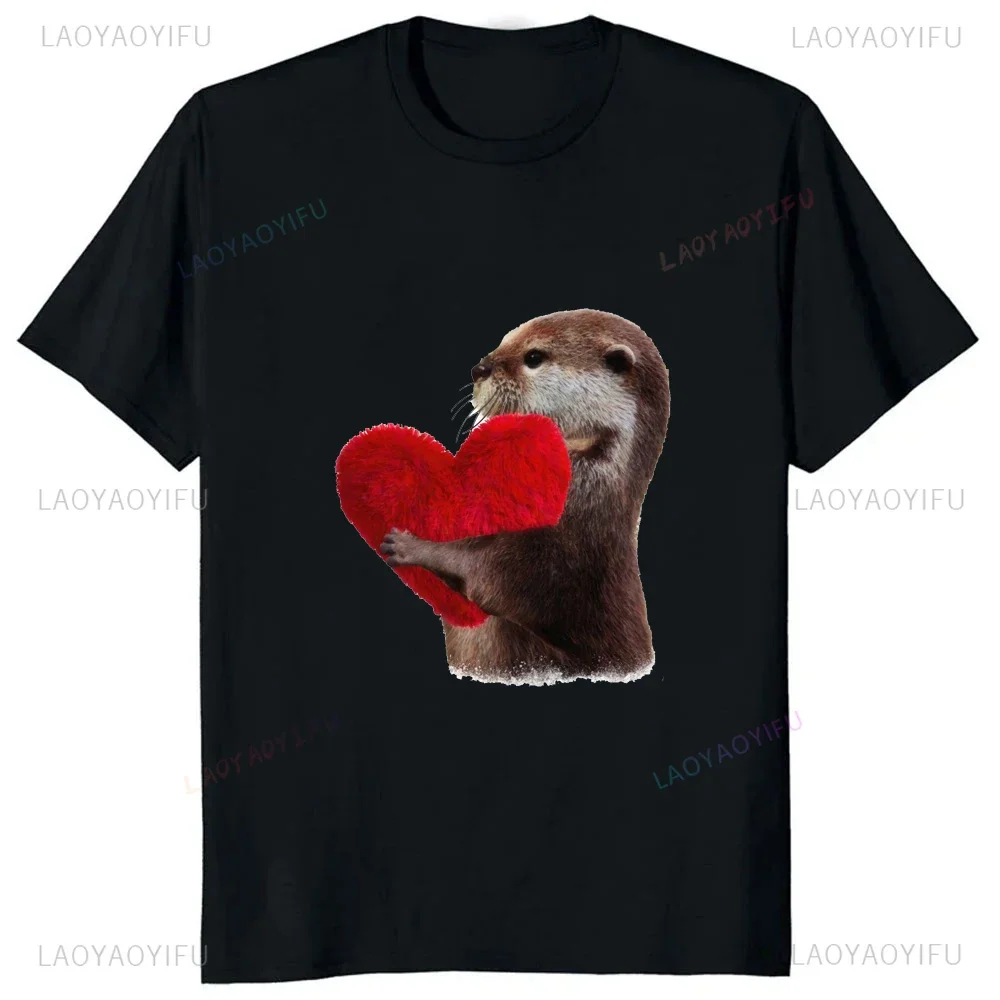 Kawaii Otter Lover Funny Printed T-shirt Harajuku Style Casual Fashion Streetwear Hip Hop Tshirt Loose Comfort Breathe Man Tees