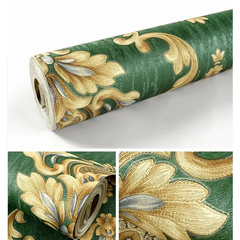 

Роскошные дамасские обои в рулоне, 3D тисненые ПВХ, домашний декор для отеля, цветочные обои для гостиной, спальни