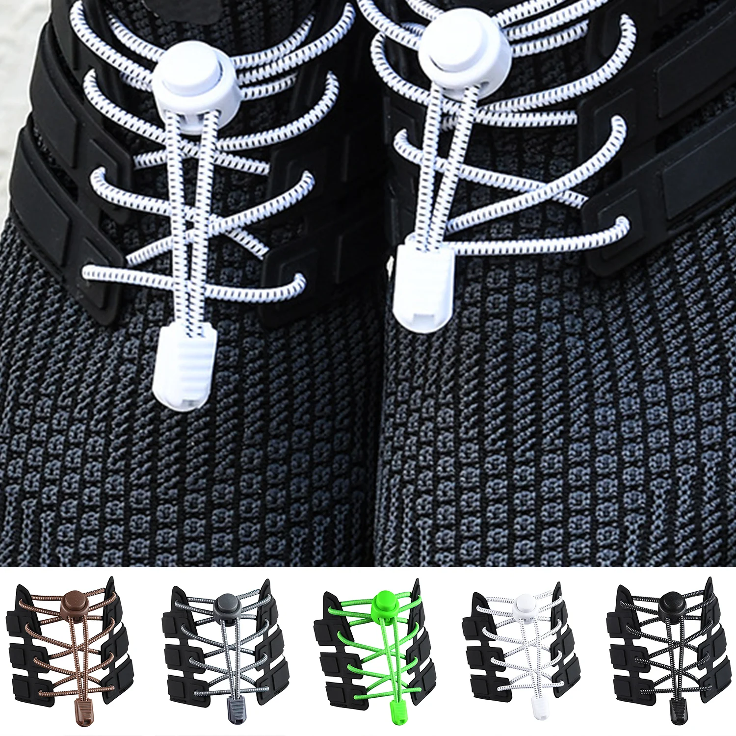 

1Pair Elastic Reflective Shoelaces Without Ties Shoe Laces Outdoor Lazy Lace Quick Locking Sneakers Tie-free Rubber Shoestring