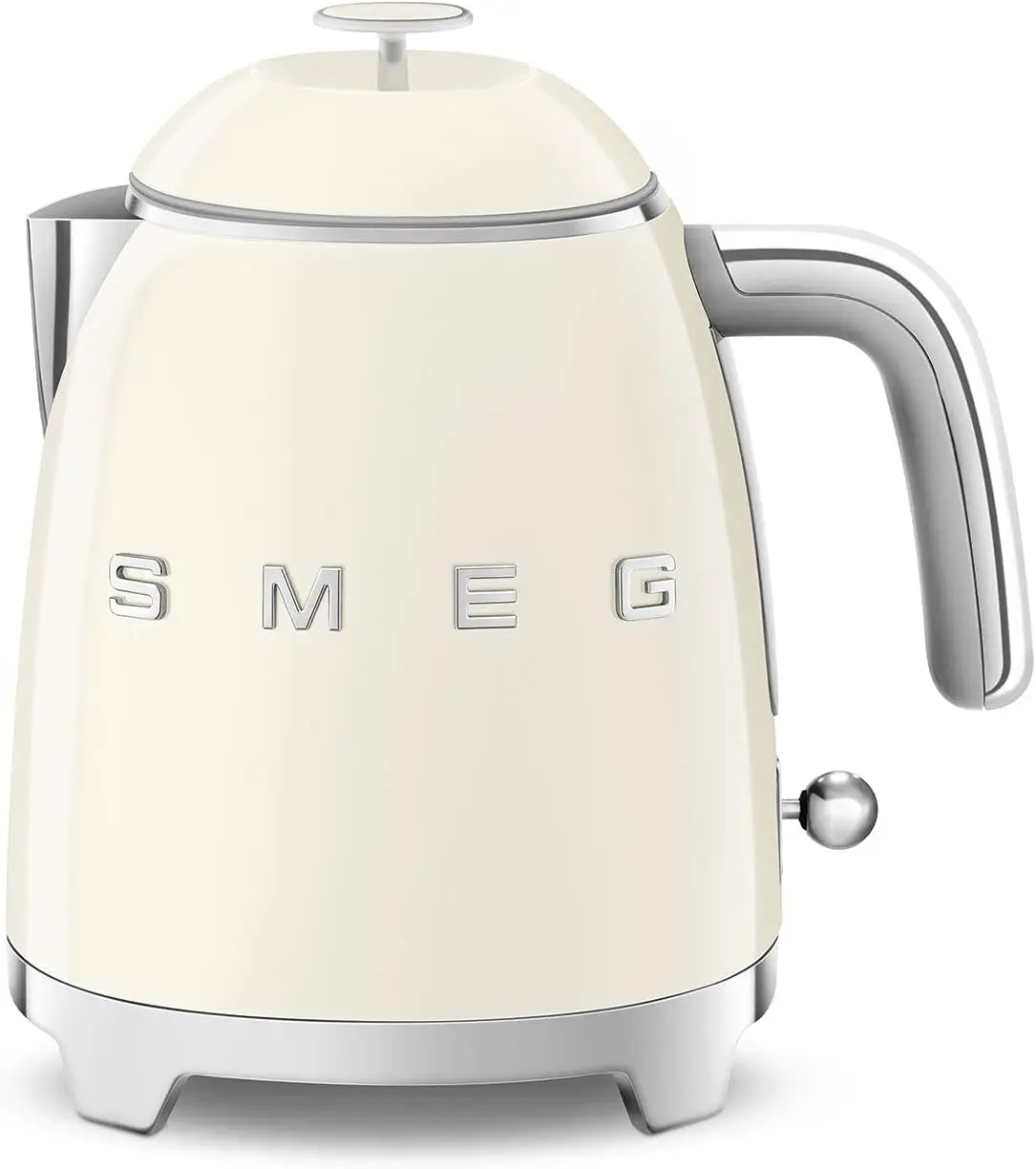 Mini 50's Retro Style 3 Cup Electric Kettle with Double Wall Anti Slip Base and Water Level Indicator (Cream)