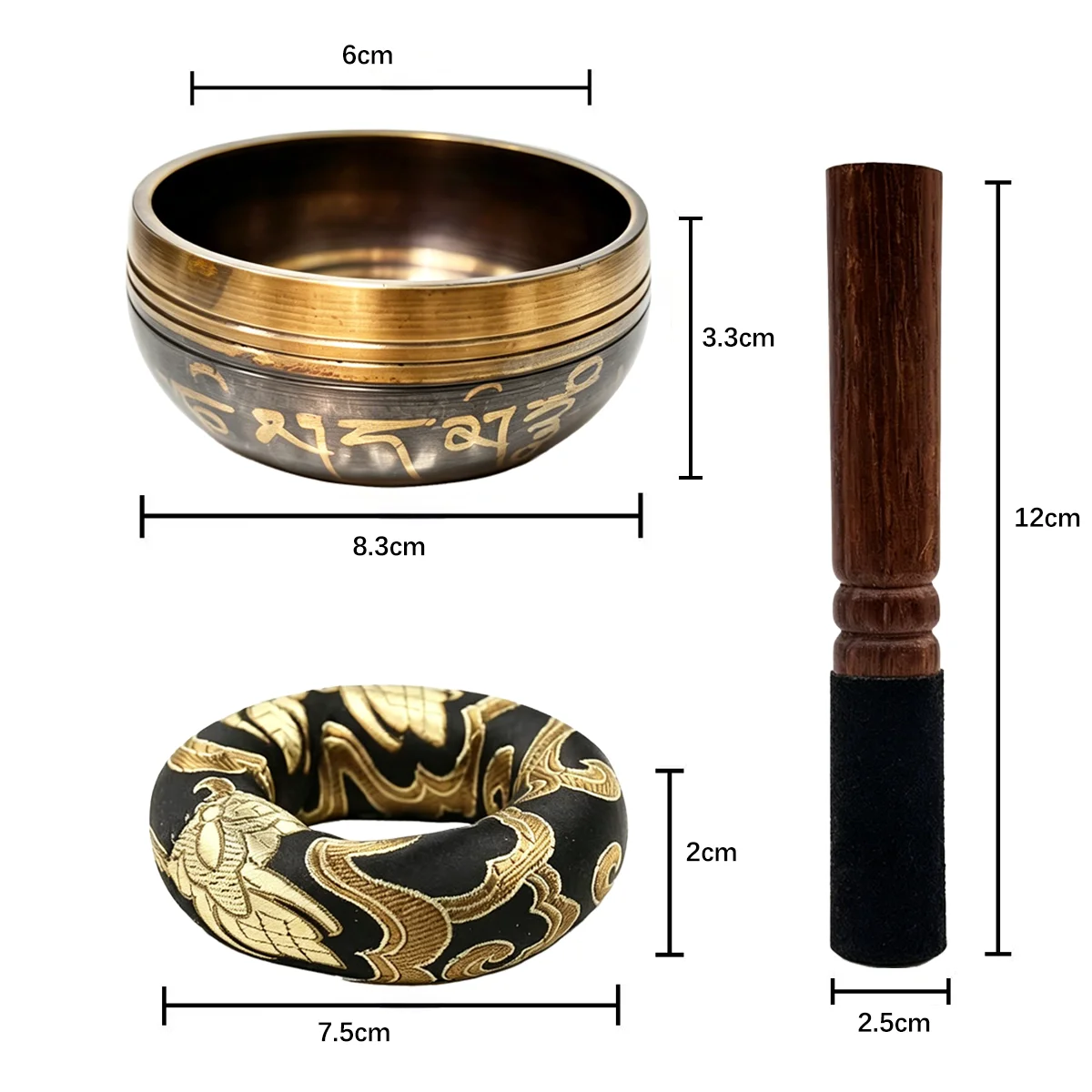 Miwayer Lotus Pattern Singing Bowl Kit, Ideal for Prayer, Mindfulness and Chakra Balancing Therapy