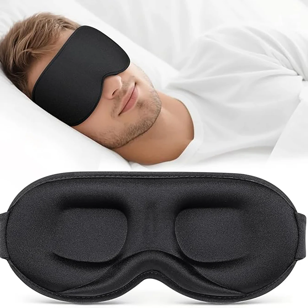 1pc Unisex Sleep Mask, 3D Light Blocking Eye Mask, Comfortable Polyester, Ideal for Supine and Side Sleepers Eyepatch