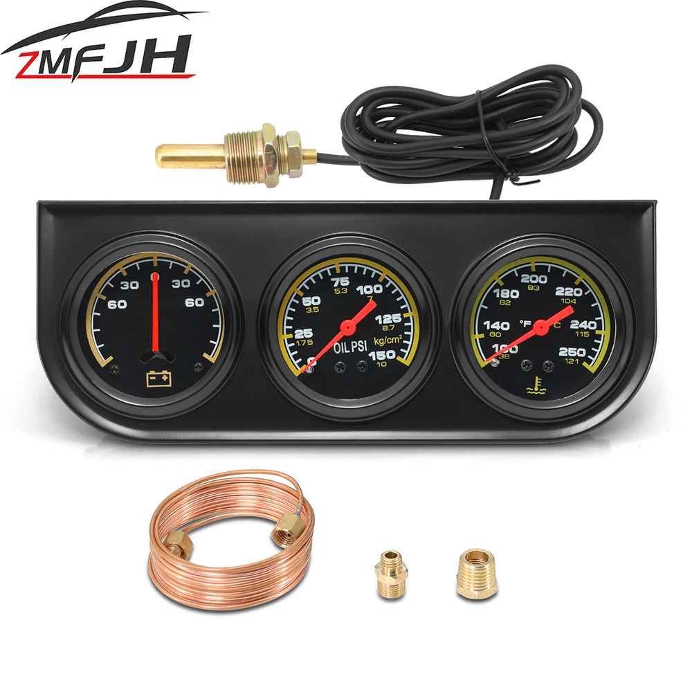 

3 in 1 Gauge Water Temp + Oil Pressure + AMP Volt Meter With Sensor Universal Digital Car Triple Meter Kit For Car Truck 12V