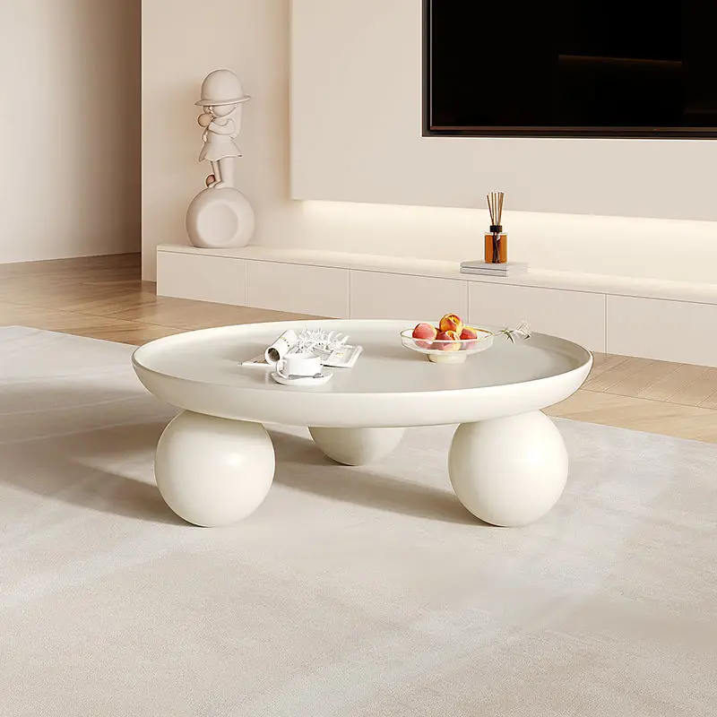 Cream Style Coffee Table Living Room Round Coffee Table Salon Dining Modern Furniture Minimalist Household Sofa Side Table