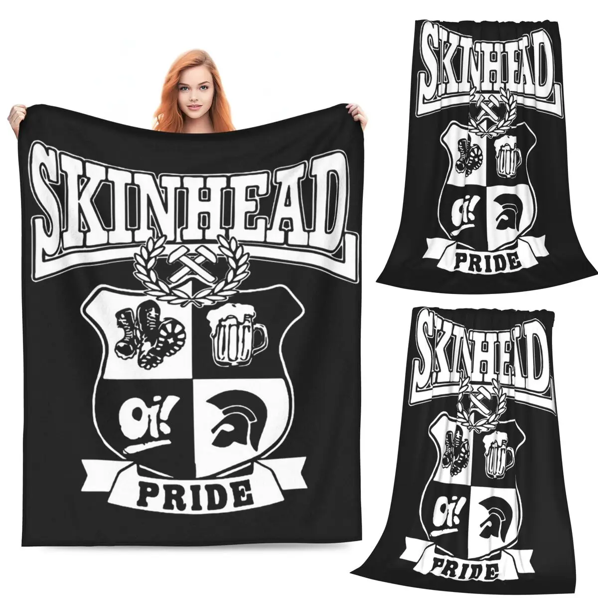 Working Class Skinhead Hooligan Blanket Soft Warm Flannel Throw Blanket Plush for Bed Living room Picnic Travel Home Couch