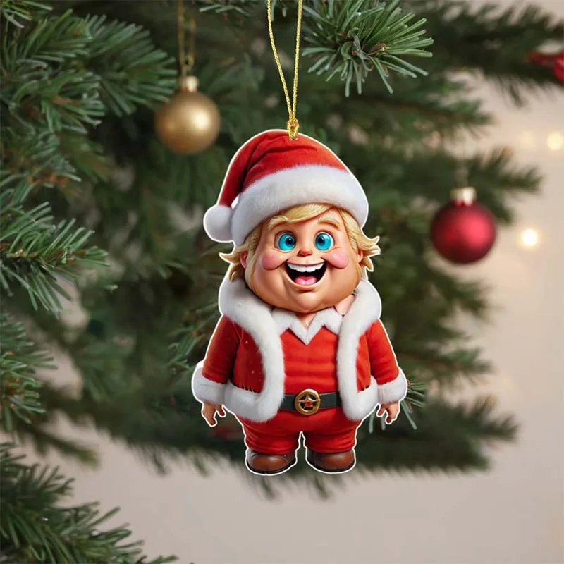 Christmas Tree Hanging Ornament Trump-Inspired Acrylic Pendant For Car and Tree 2024 Christmas Decorations Featival Gift Favors