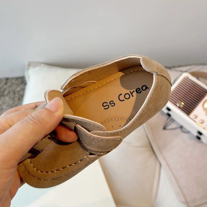 Children Flat Shoes Autumn Suede Hook-loop Unisex Kids Loafers Three Colors Leisure Stylish Light Comfy Boys Girls Shoes 21-34