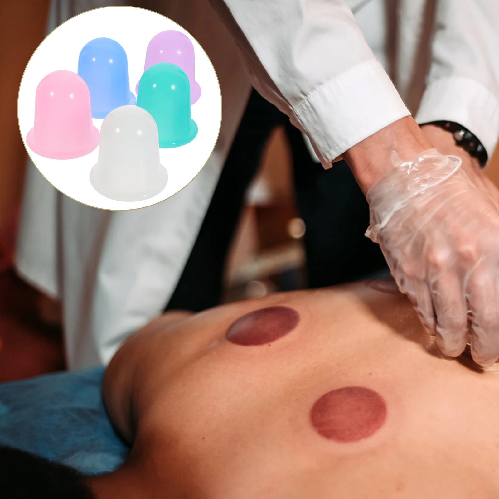 

5pcs Massage Cupping Therapy Vacuum Cups for Body Cellulite Removal Strong Suction Soft Silicone Back Massager