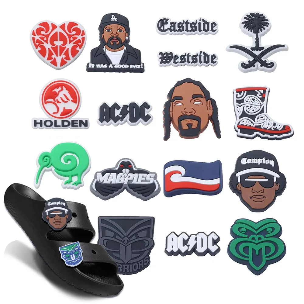

1-50pcs New Zealand style Love flag Shoes Decorated pvc shoes charm selling designer custom crocodile charm Young holiday gifts