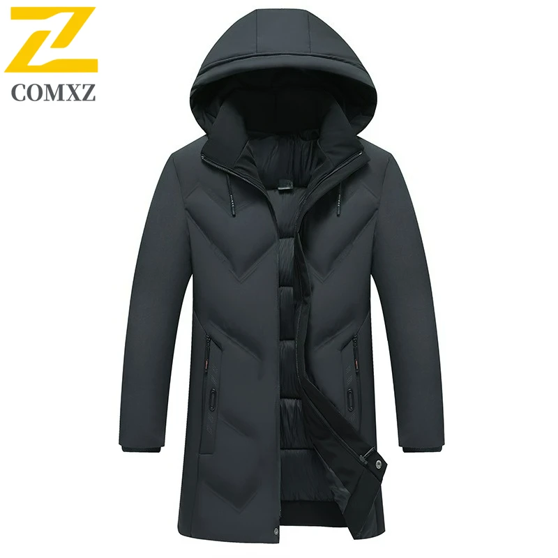 

2025 Fashion Hooded Winter Jacket Men's Casual Long Cold-proof Warm Parka Outdoor Lightweight Windproof Down Cotton Padding Coat