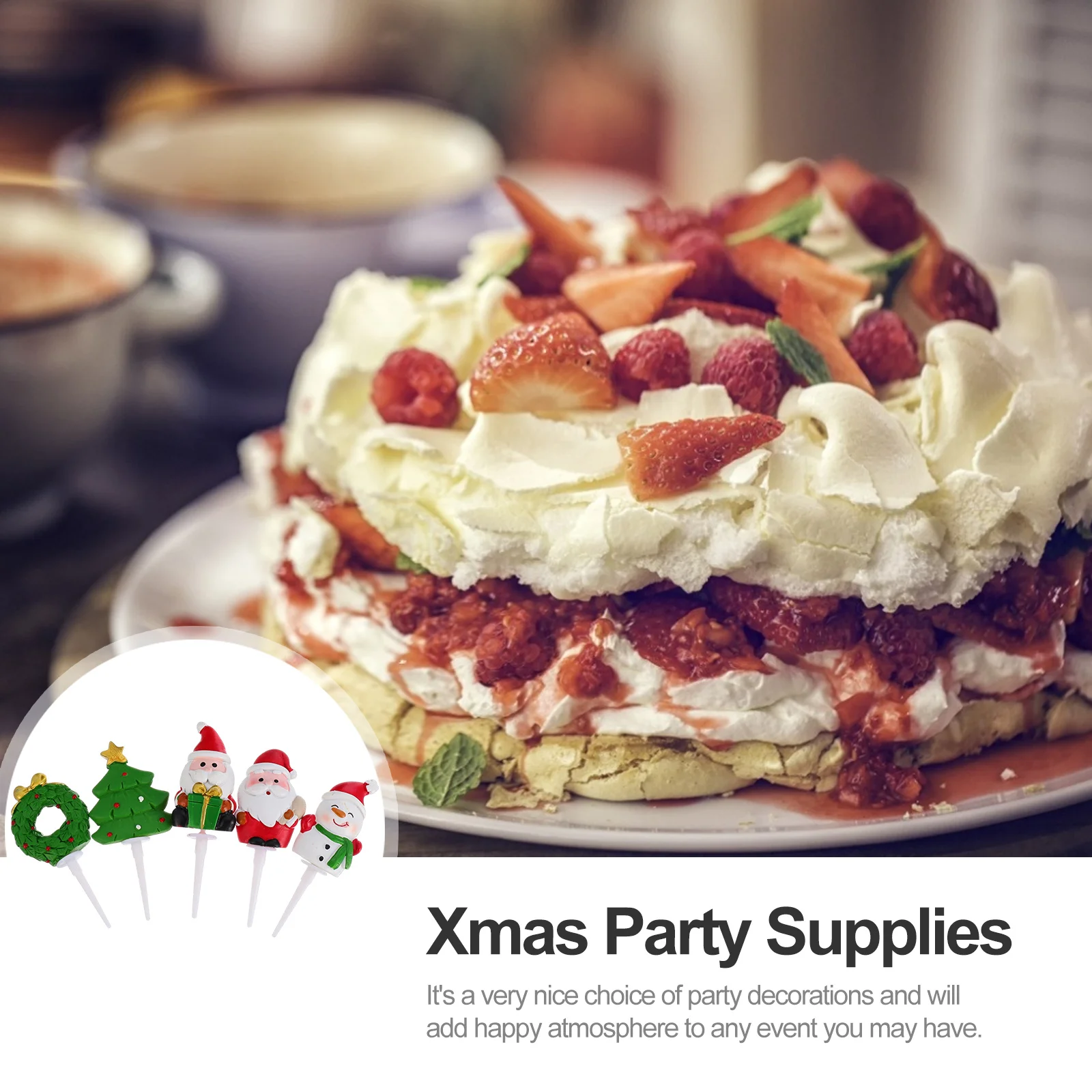 

5Pcs Resin Santa Snowman Tree Festival Cake Topper Unique Christmas Cake Decoration for Party Supplies Xmas Xmas Party Supplies