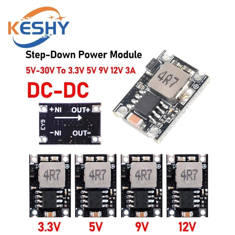 

3A Mini DC-DC Buck Step Down Converter Board Module 5V-30V to 3.3V 5V 12V DC DC Voltage Regulator PCB Board Power Buck Module