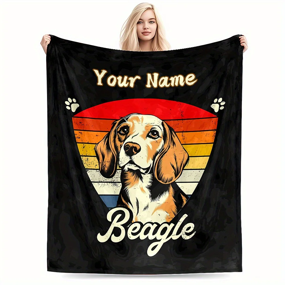 Personalized Beagle Dog Blanket Throw 150x200cm Cozy Pet Lover Gift for Dog Mom Plush Throw Blanket