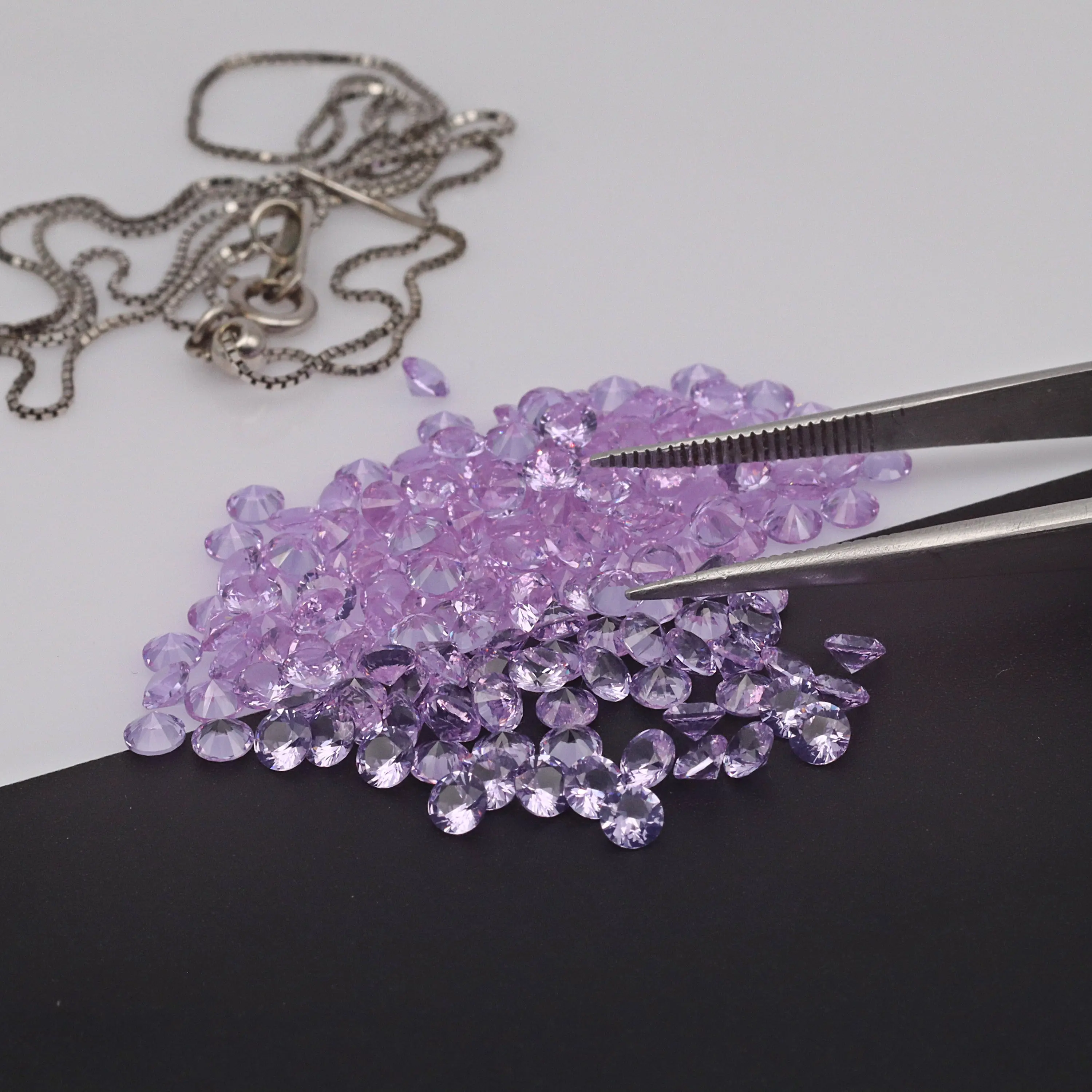 1.0-3.0mm LOT Round Cut Kunzite Amethyst Nano Crystal Lab Created Round Cut Heat Resistant Loose Gemstone