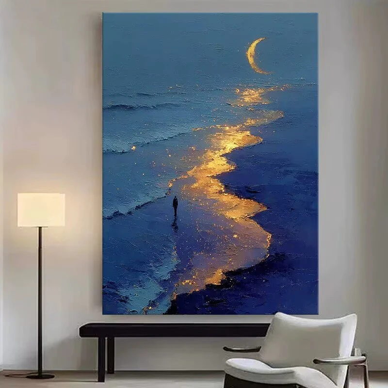 

Красивый художественный настенный постер Восход солнца Морской пейзаж для домашнего декора Ручная роспись маслом на холсте Высококачественная фреска для гостиной