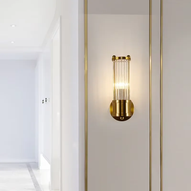 Illuminating Gold-colored Strip Wall Lamp Modern LED Cylinde Wall Light For Bedroom Living Room Corridor Room Hall Way Light