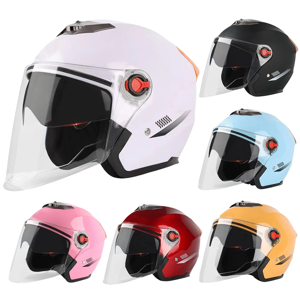 Electric Scooter Helmet All Year Use Motorcycle Open Face Helmet with Sun Visor Adults Semi-Open Helmet Woman Men Moto Equipment