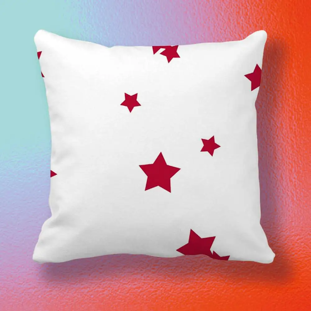 Ins Korea Red Stars  Pillow cover Soft Microfiber Pillowcase Home Sofa Decor Surprise Decorative printed.