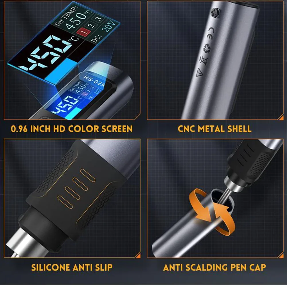 PD100W Portable Smart Soldering Iron HS 02A Soldering Rework Station Efficient Auto Display 4 hour Battery Life