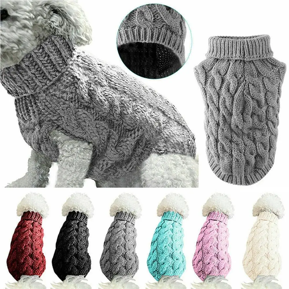 Hundekleidung Pullover Rollkragen Zopfmuster Warme Winterkleidung für Haustiere für Chihuahua Französische Bulldogge Katze Welpen Weste Mantel Bekleidung – Detail 8