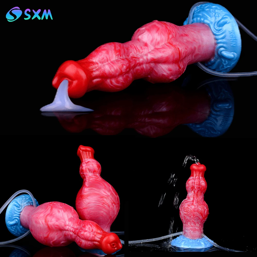 SXM Large Knot Dildo For Women Men Masturbators Fake Penis Inflatable Anal Plug With Squirting Function Strong Sucker Sex Toys