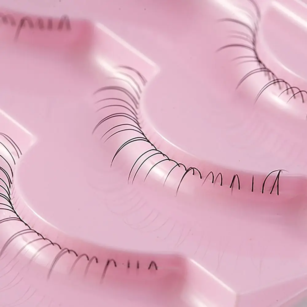5pairs Natürliche Ganze Paar Untere Wimpern Transparente Stiele DIY einteiliges Gefälschte Wimpern Kleine Teufel Wimpern Verlängerung Frauen
