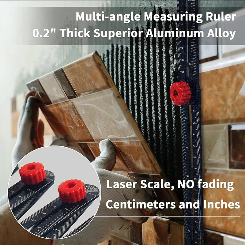 4/6/9/12 Aluminum Alloy Folding Ruler For Tile Positioning Opening Manual DIY Measuring Ruler Multi-Functional Measuring Ruler